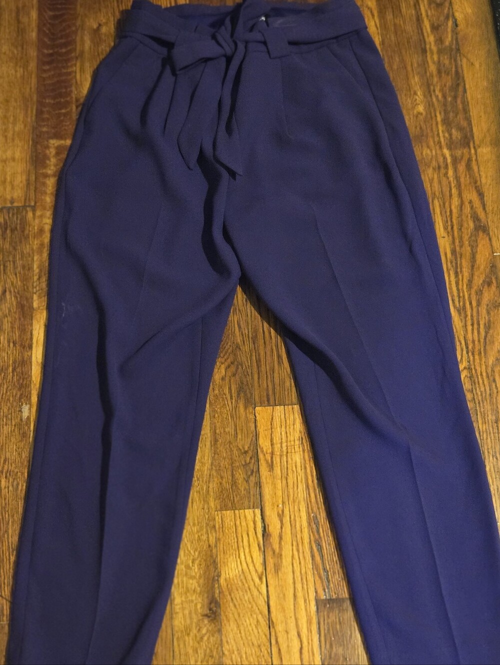 Express Purple High-Waist Tie-Belt Trousers